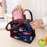 Insulated Blue Lunch Bag Leakproof Wide Open Tote Bag Lunch Box Container-thumb2