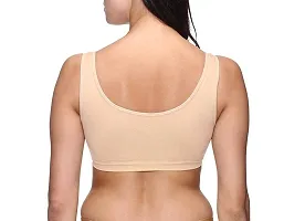 Women Cotton Non Padded Non-Wired Sports Bra Beige (Pack of 2)-thumb1