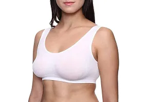 Women Cotton Non Padded Non-Wired Sports Bra White (Pack of 2)-thumb2