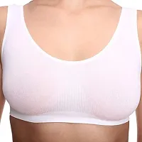 Women Cotton Non Padded Non-Wired Sports Bra White (Pack of 2)-thumb3