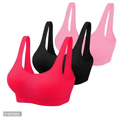 Buy Women's Cotton Non Padded Sports Bras Pack Of 3 Online In India At  Discounted Prices