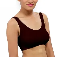 Women Non Padded Non Wired Seamless Sport Bra Brown-thumb2