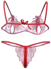 Women's Net Baby Doll Lingerie Bikini Panty and Bra Set-thumb3