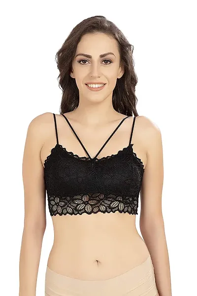 Net Lightly Padded Wire Free Regular Bra For Women