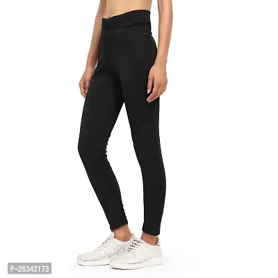 Stylish Black Cotton Spandex Solid Jeggings Tight Pant For Women-thumb5