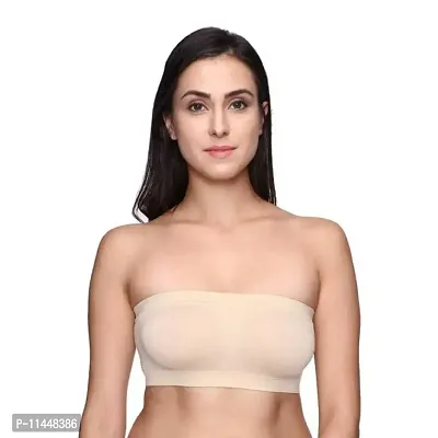 ComfyStyle Stylish Beige Cotton Spandex Non Padded Solid Sports Bras For Women