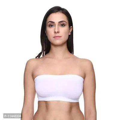 ComfyStyle Stylish White Cotton Spandex Non Padded Solid Sports Bras For Women-thumb0