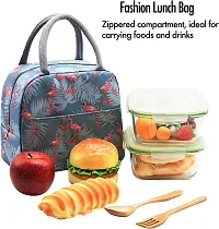 Insulated Grey Lunch Bag Leakproof Wide Open Tote Bag Lunch Box Container-thumb1