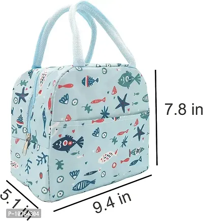 Insulated Blue Lunch Bag Leakproof Wide Open Tote Bag Lunch Box Container-thumb4