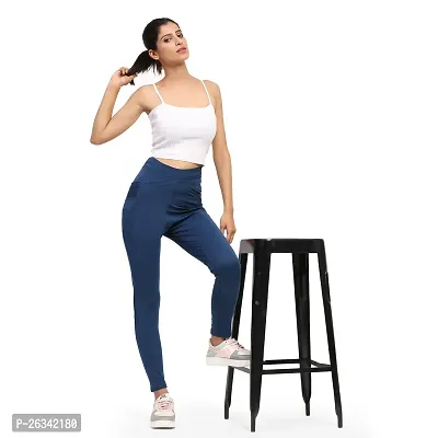 Stylish Blue Cotton Spandex Solid Jeggings Tight Pant For Women-thumb2