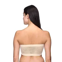 ComfyStyle Stylish Beige Cotton Spandex Non Padded Solid Sports Bras For Women-thumb1