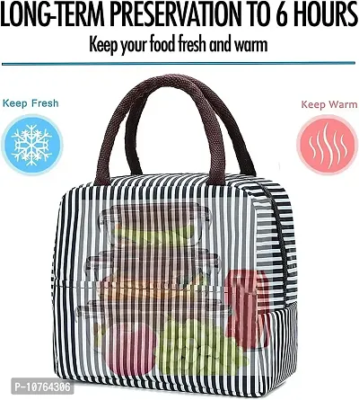 Insulated Black Lunch Bag Leakproof Wide Open Tote Bag Lunch Box Container-thumb3