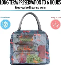 Insulated Blue Lunch Bag Leakproof Wide Open Tote Bag Lunch Box Container-thumb4