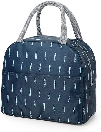 Insulated Blue Lunch Bag Leakproof Wide Open Tote Bag Lunch Box Container