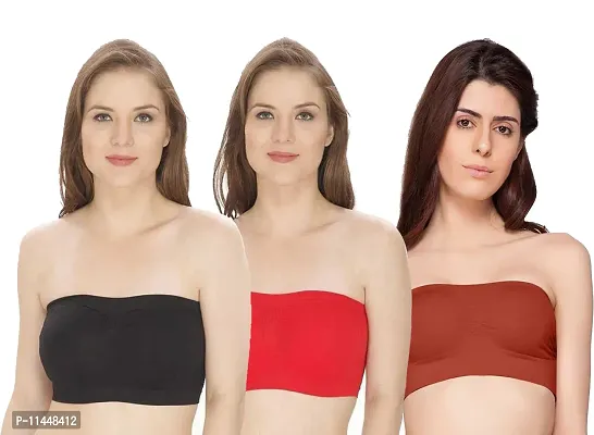ComfyStyle Women's Bra Non Padded Tube Bra Off Shoulder Bra for Teenagers  Strapless Bra(Pack of