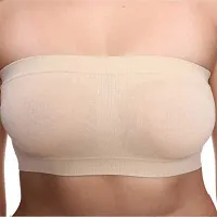 ComfyStyle Stylish Beige Cotton Spandex Non Padded Solid Sports Bras For Women-thumb2