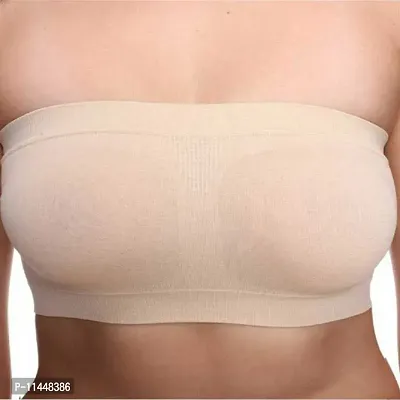 ComfyStyle Stylish Beige Cotton Spandex Non Padded Solid Sports Bras For Women-thumb3