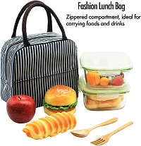 Insulated Black Lunch Bag Leakproof Wide Open Tote Bag Lunch Box Container-thumb1