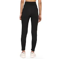Stylish Black Cotton Spandex Solid Jeggings Tight Pant For Women-thumb1