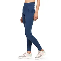 Stylish Blue Cotton Spandex Solid Jeggings Tight Pant For Women-thumb4