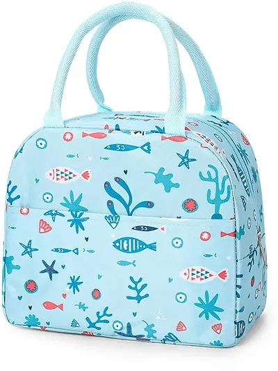 Insulated Blue Lunch Bag Leakproof Wide Open Tote Bag Lunch Box Container