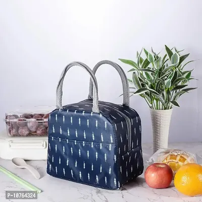 Insulated Blue Lunch Bag Leakproof Wide Open Tote Bag Lunch Box Container-thumb3
