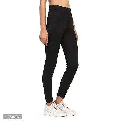 Stylish Black Cotton Spandex Solid Jeggings Tight Pant For Women-thumb3