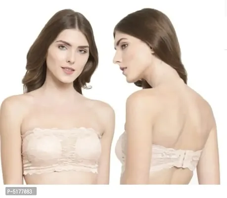 Buy Elite Beige Net Self Design Padded Tube Bra For Women Online