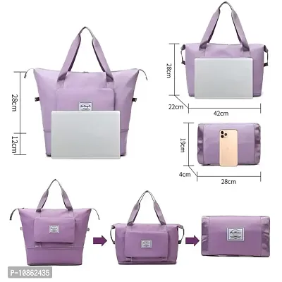 ComfyStyle Foldable Travel Duffle Bag for Women Lightweight Waterproof Luggage Bag for Travel (40 x 23 x 45cm) (Light Purple)-thumb2