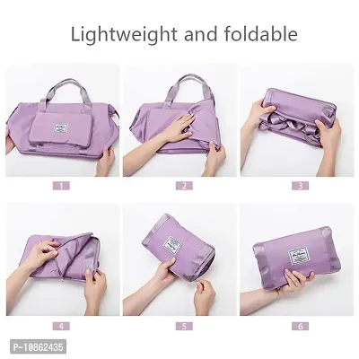 ComfyStyle Foldable Travel Duffle Bag for Women Lightweight Waterproof Luggage Bag for Travel (40 x 23 x 45cm) (Light Purple)-thumb3