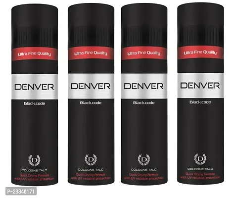 Denver Black.Code Cologne Talc - Refreshing Fragrance, 100 g (PACK OF 4)