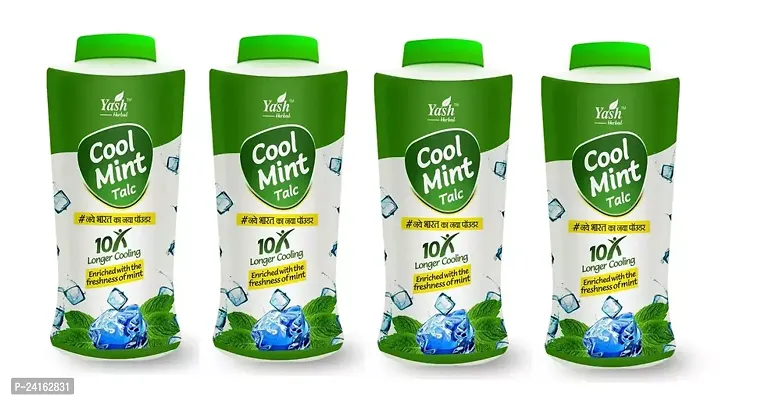 Yash Cool Mint Talc Powder 10x Longer Cooling (100gm) Each Pack Of 4-thumb0