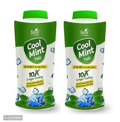 Yash Cool Mint Talc Powder 10x Longer Cooling (100gm) Each Pack Of 2