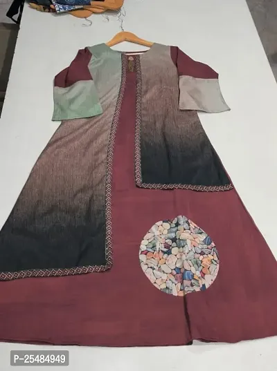 Stylish Cotton Multicolor Stitched Soild Kurti For Women-thumb0