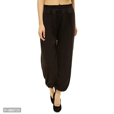 Fabulous Black Viscose Solid Harem Pant For Women-thumb0