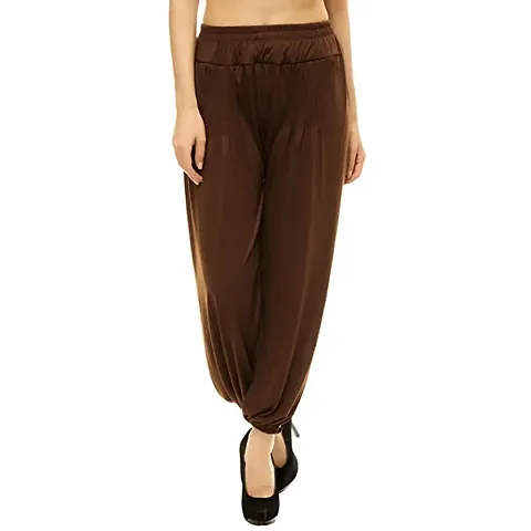 pietra Viscose Solid Harem Brown Pants for Women