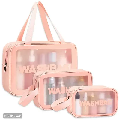 Cosmetic Pouch, Make up Bag for Home  Travel, Toiletry Bag for Cosmetics, Brushes, Wash Bag, Toiletry Bag, Wash Make Up Bag Waterproof Cosmetic Bag , For Women Set Of 3 _(pink)
