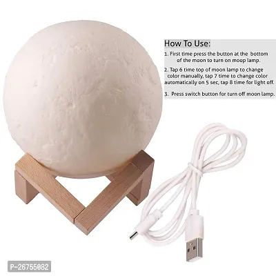 3D Moon lamp Night lamp 7 Multi Colors Changing Touch Sensor for Adult and Kids with Wooden Stand Night Lamp for Bedroom Home Decorations Light -15cm-thumb2