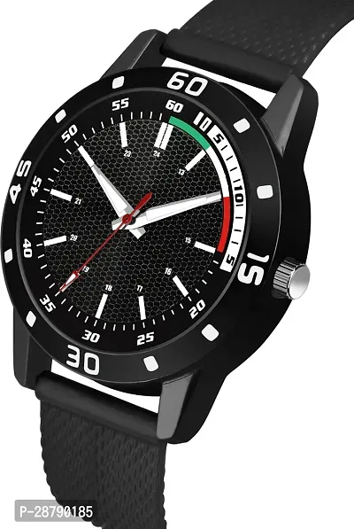 Stylish Black Silicone Analog Watch For Men-thumb4