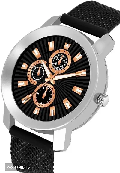 Stylish Black Silicone Analog Watch For Men-thumb3