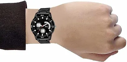 Stylish Black Metal Analog Watch For Men-thumb1