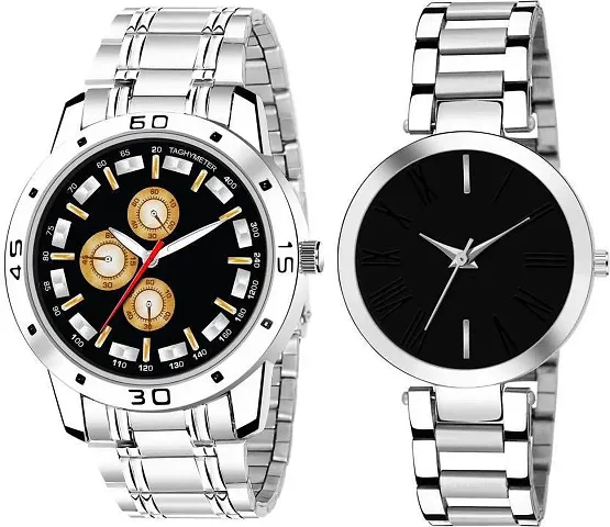 Stylish Metal Analog Watch For Men Combo Of 2