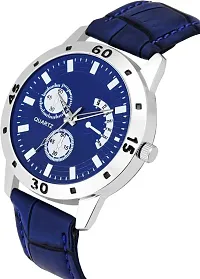 Stylish Blue Synthetic Leather Analog Watch For Men-thumb2