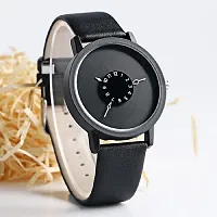 Stylish Black Synthetic Leather Analog Watch For Men-thumb1