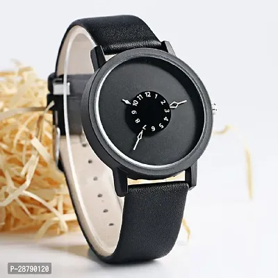 Stylish Black Synthetic Leather Analog Watch For Men-thumb2