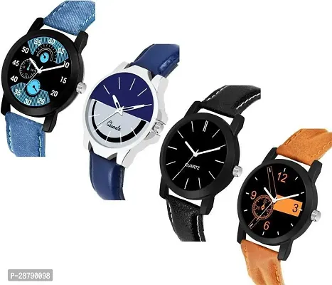 Stylish Multicoloured Synthetic Leather Analog Watch For Men Combo Of 4-thumb4