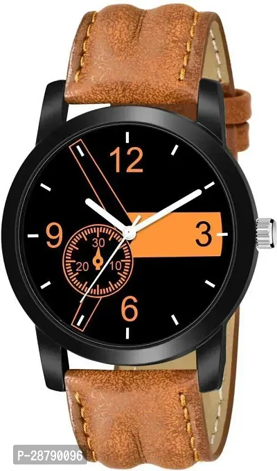 Stylish Brown Synthetic Leather Analog Watch For Men-thumb0