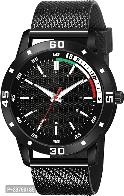 Stylish Black Silicone Analog Watch For Men-thumb0