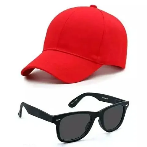 Stylish Adjustable Cap And Wayfarer Sunglasses With Free Box For Summer Sports Idle For Men And Women