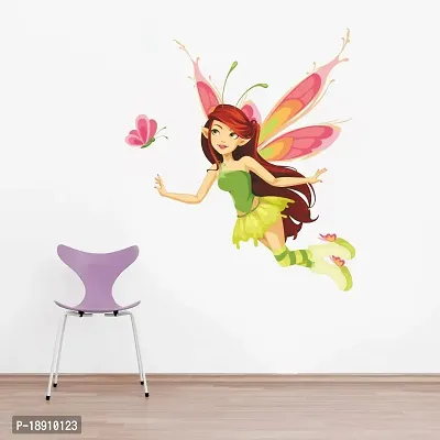 DECOR KRAFT PVC Vinyl Fairy with Flying Butterfly Stickers for Wall | Fairy Wall Stickers, Home Decor Wall Stickers  Decal Wall Stickers [Multicolor, Size - 57 cm X 65 cm ]